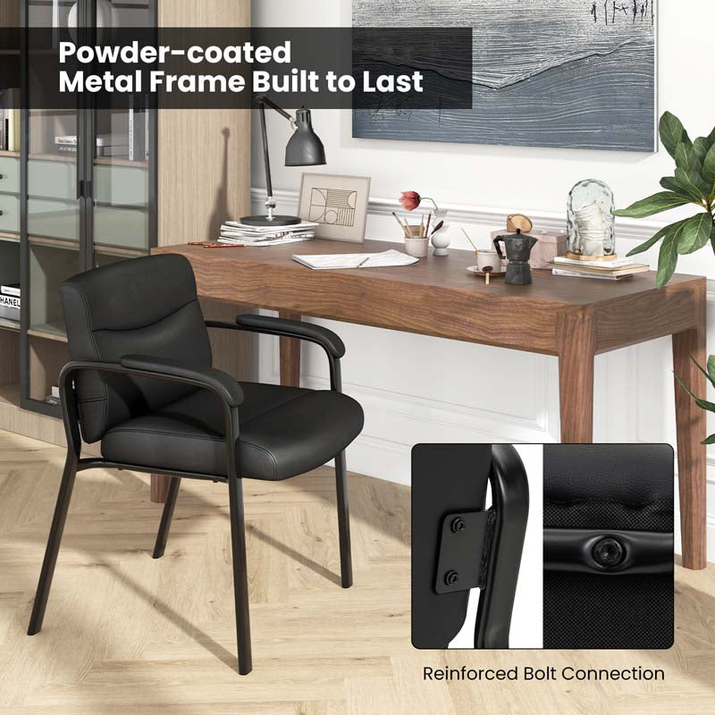 Set of 2 Waiting Room Chairs with Well-padded Back & Upholstered Seat, Modern Office Conference Chairs Guest Reception Chairs