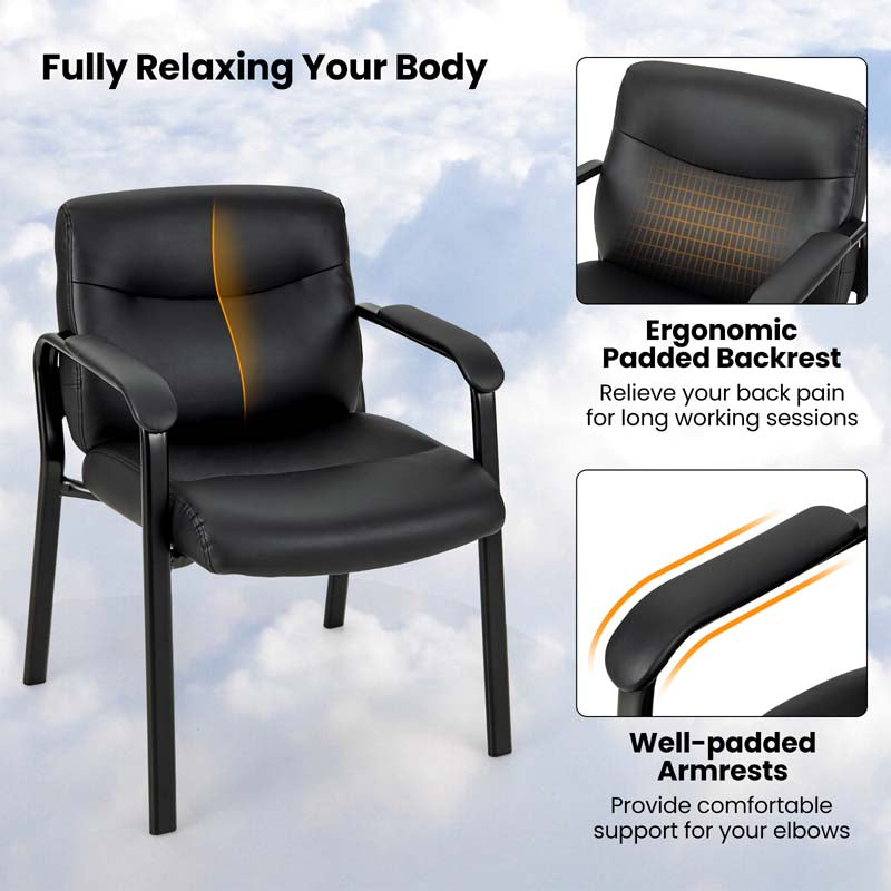 Set of 2 Waiting Room Chairs with Well-padded Back & Upholstered Seat, Modern Office Conference Chairs Guest Reception Chairs