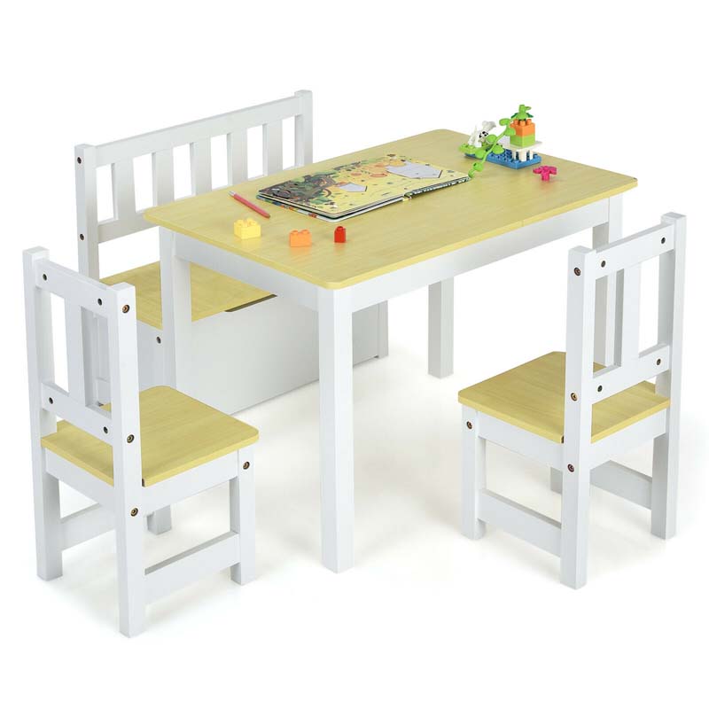Wooden Kids Desk and chair Set with Hutch, Cabinet, Bulletin Board, Student Computer Workstation Children Study Writing Table
