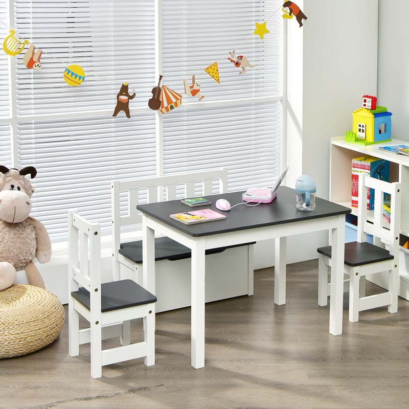 Wooden Kids Desk and chair Set with Hutch, Cabinet, Bulletin Board, Student Computer Workstation Children Study Writing Table