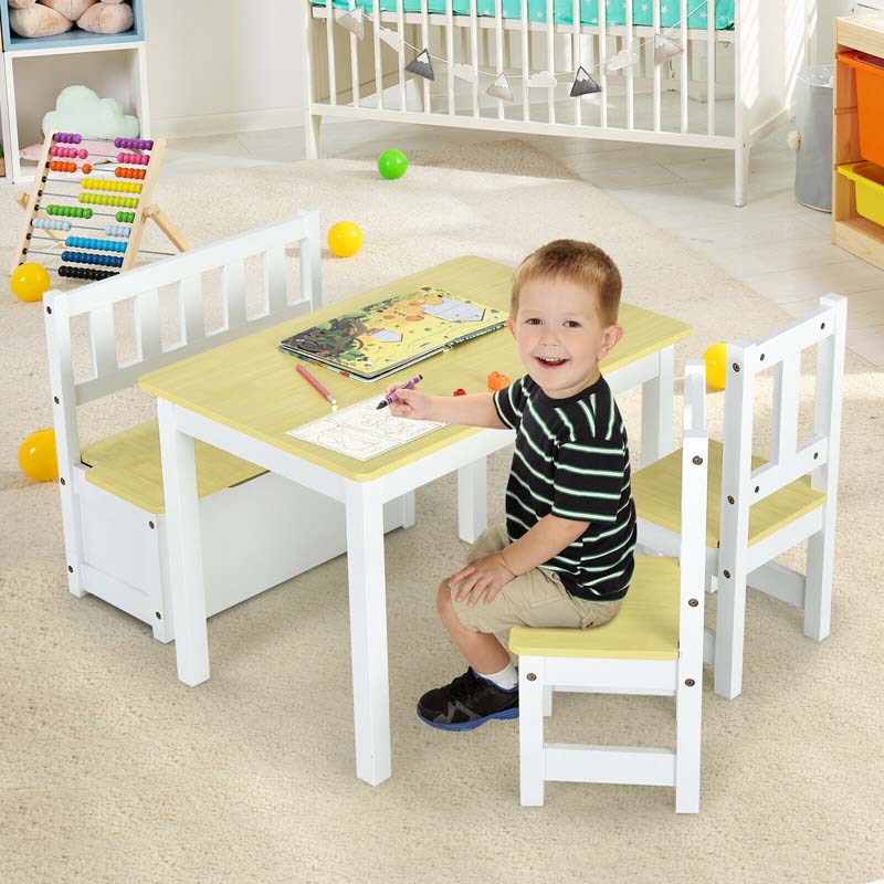 Wooden Kids Desk and chair Set with Hutch, Cabinet, Bulletin Board, Student Computer Workstation Children Study Writing Table