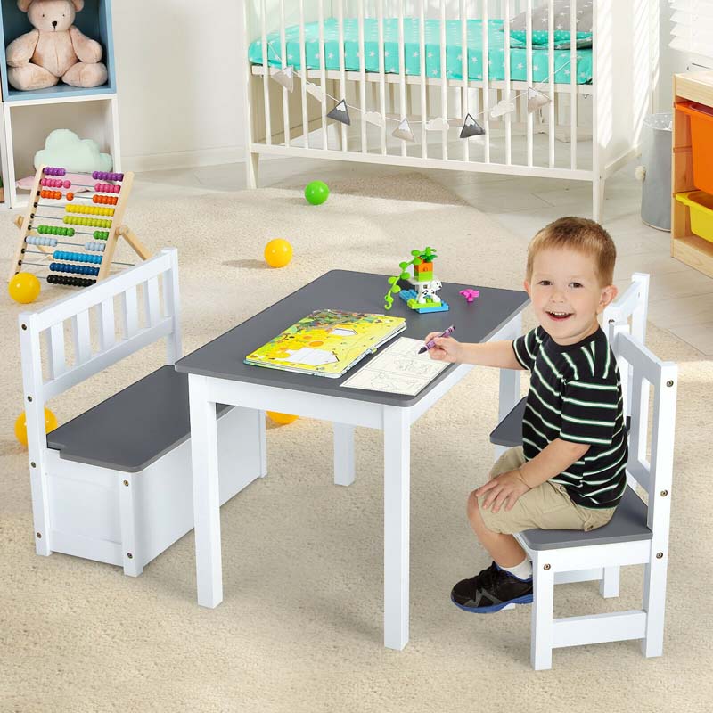Wooden Kids Desk and chair Set with Hutch, Cabinet, Bulletin Board, Student Computer Workstation Children Study Writing Table