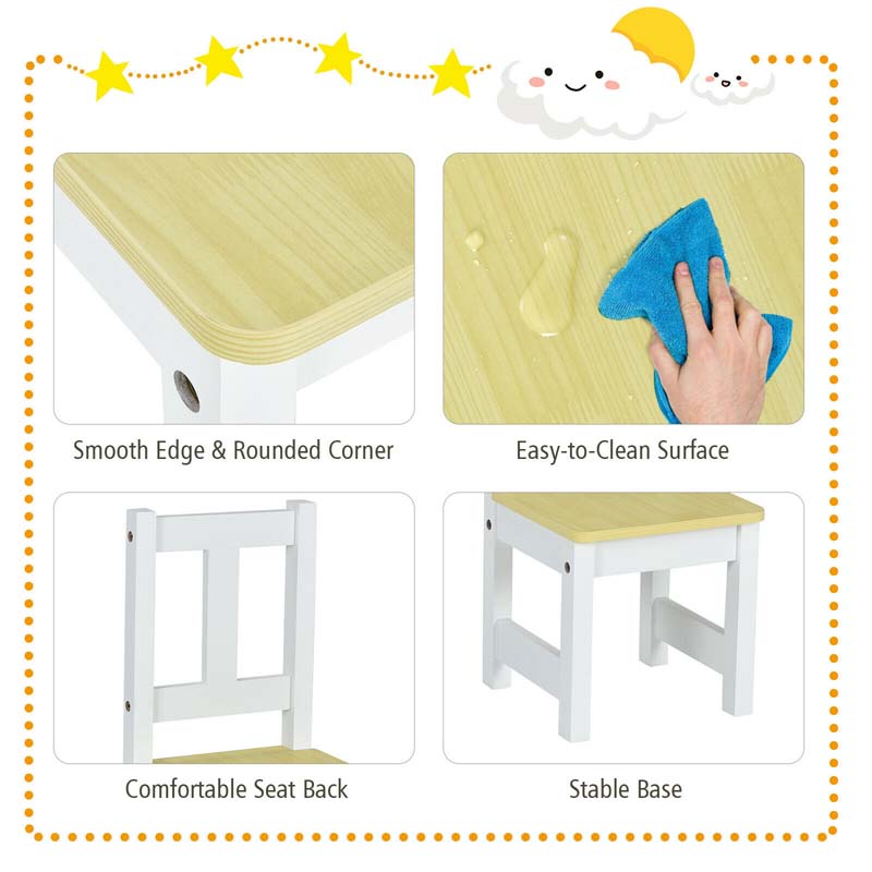 Wooden Kids Desk and chair Set with Hutch, Cabinet, Bulletin Board, Student Computer Workstation Children Study Writing Table