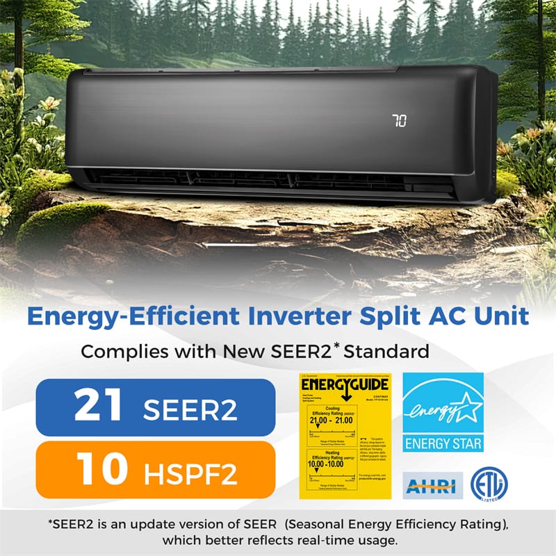 12,000 BTU Mini Split Air Conditioner and Heater, 21 SEER2 208-230V Inverter Split AC Unit with Heat Pump