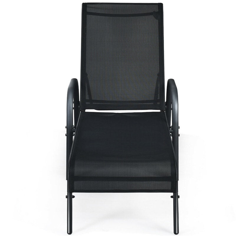 5-Position Fabric Folding Outdoor Chaise Lounge Chair, Lightweight Pool Chair Patio Lawn Recliner Sun Lounger