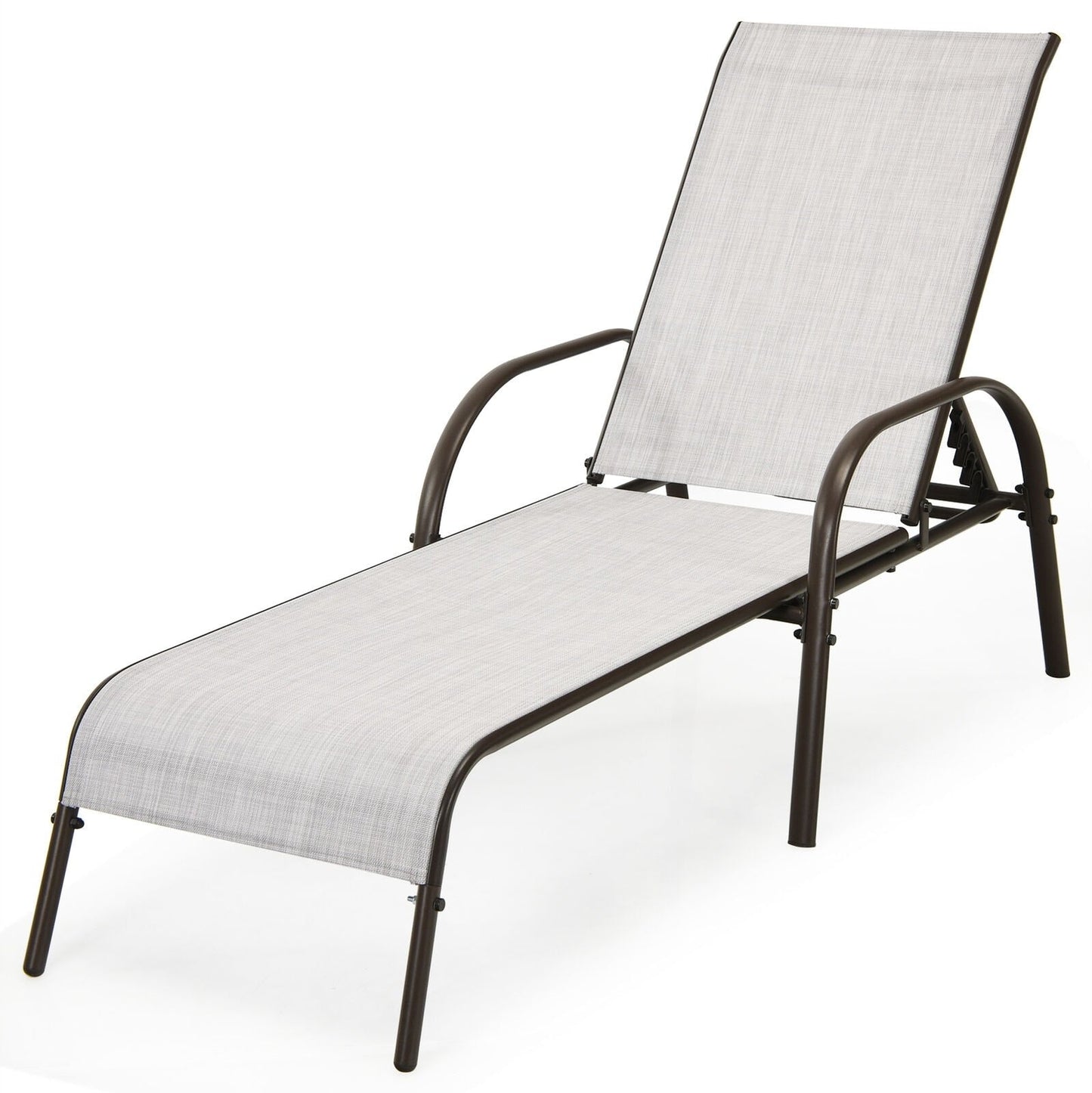 5-Position Fabric Folding Outdoor Chaise Lounge Chair, Lightweight Pool Chair Patio Lawn Recliner Sun Lounger