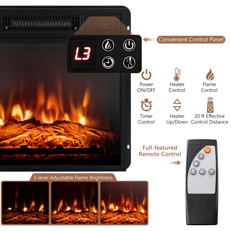 48" TV Console with 18" Fireplace Insert, Fireplace TV Stand for TVs up to 50 Inches, 1400W Electric Fireplace Heater