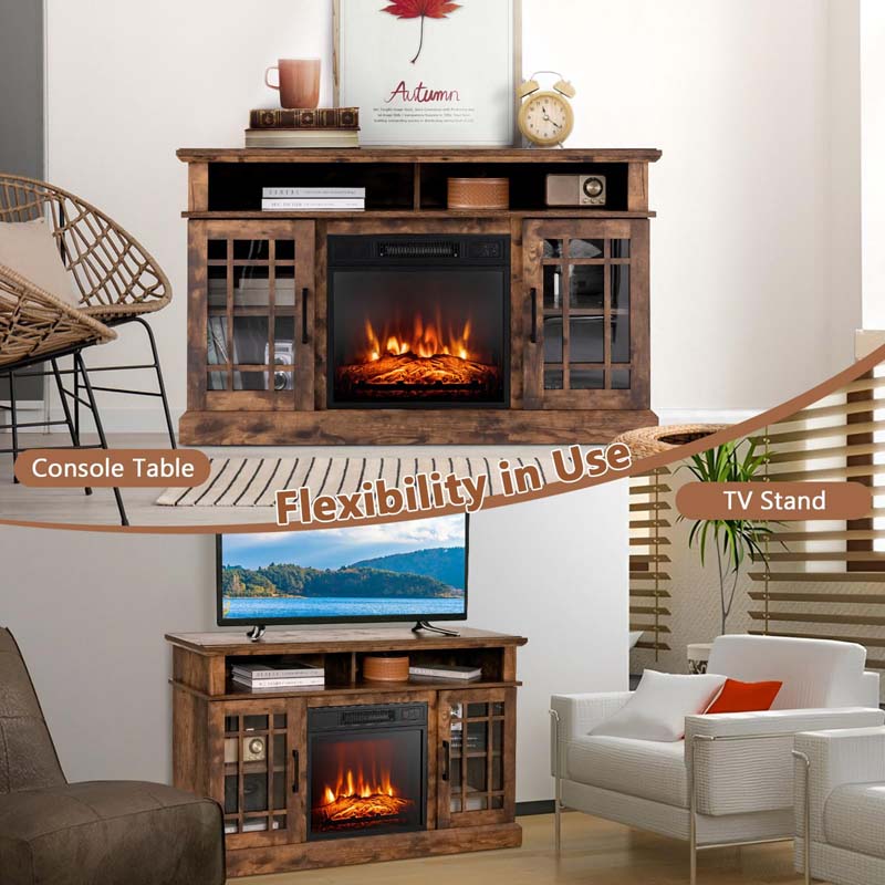 48" TV Console with 18" Fireplace Insert, Fireplace TV Stand for TVs up to 50 Inches, 1400W Electric Fireplace Heater