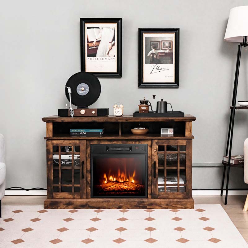 48" TV Console with 18" Fireplace Insert, Fireplace TV Stand for TVs up to 50 Inches, 1400W Electric Fireplace Heater