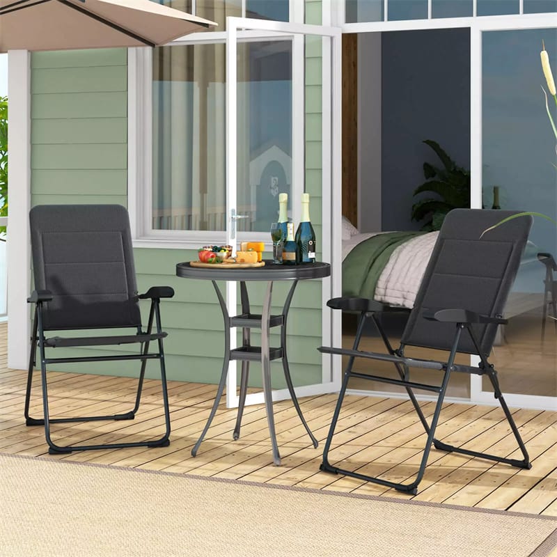 2-Pack Folding Patio Chairs, 7-Position Adjustable Lawn Chair Recliner Camping Chair, Compact Outdoor Sling Chair, Fully Assembly