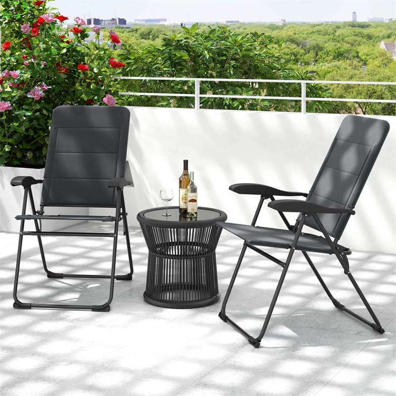 2-Pack Folding Patio Chairs, 7-Position Adjustable Lawn Chair Recliner Camping Chair, Compact Outdoor Sling Chair, Fully Assembly