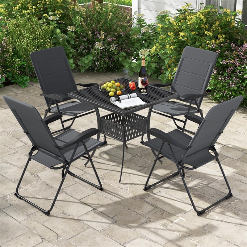 2-Pack Folding Patio Chairs, 7-Position Adjustable Lawn Chair Recliner Camping Chair, Compact Outdoor Sling Chair, Fully Assembly