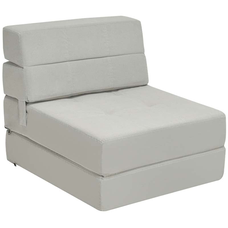 Triple Fold Down Sofa Bed, Floor Couch Sleeper Sofa, Modern Folding Lounge Chaise Convertible Upholstered Guest Sleeper Chair