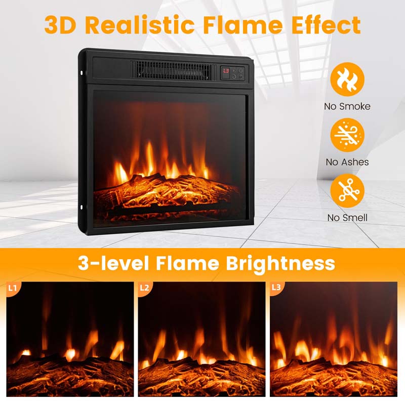 32" Electric Fireplace Mantel, Freestanding Wooden Surround Firebox with 1400W Fireplace Heater, Remote, Thermostat, 6H Timer