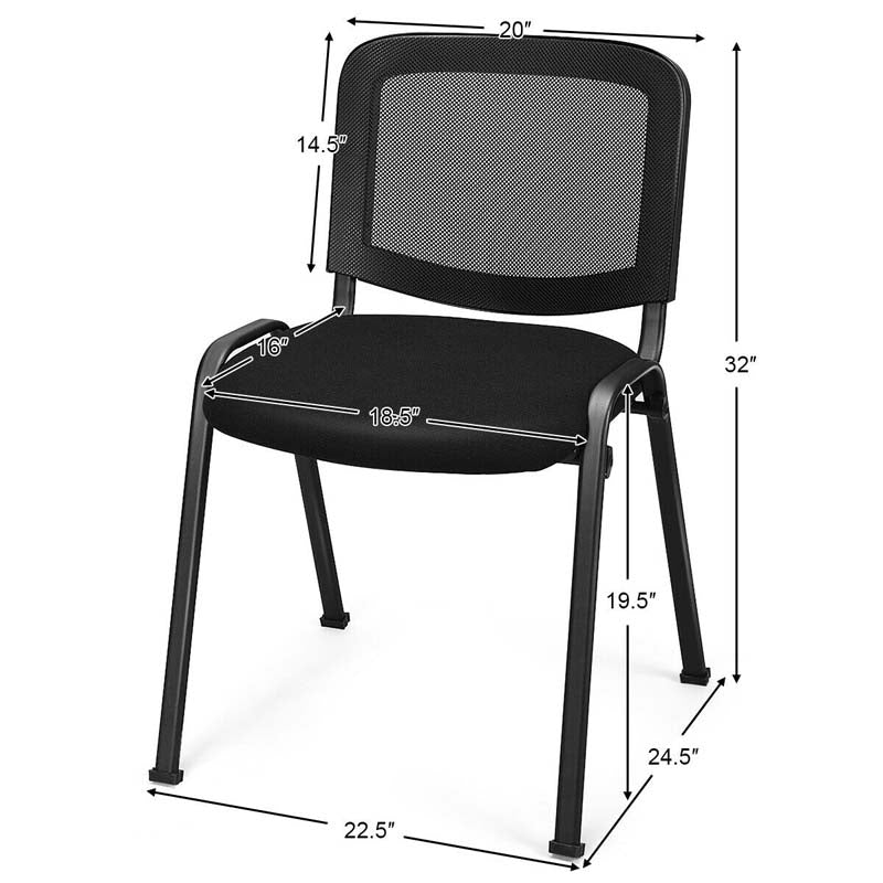 5 Pcs Stackable Conference Chairs with Mesh Back, Ergonomic Office Waiting Room Guest Reception Chairs