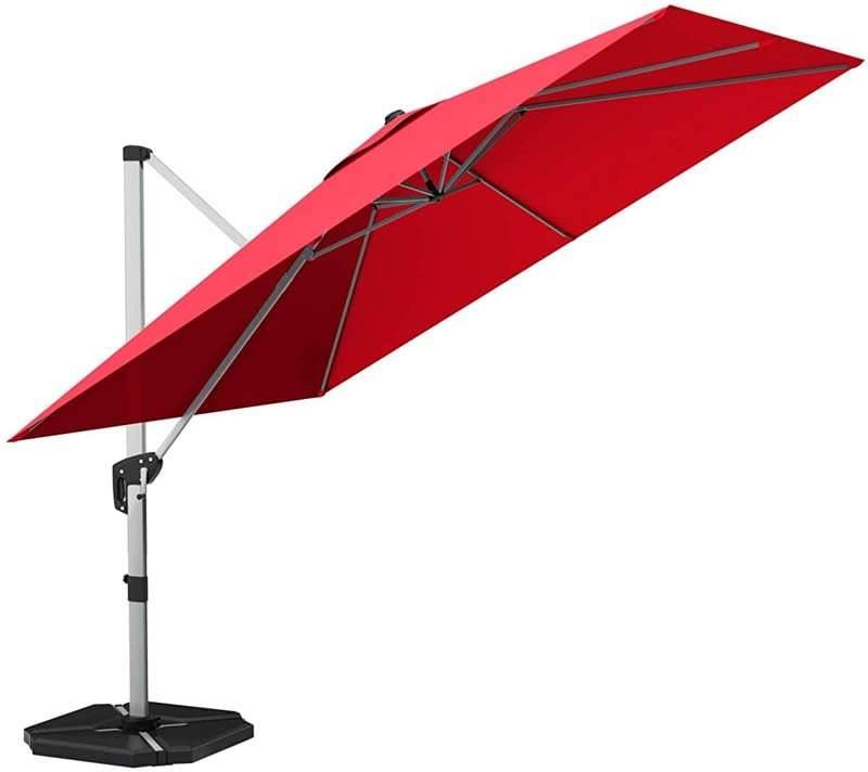 10 FT 360 Degree Tilt Aluminum Square Large Outdoor Patio Offset Cantilever Umbrella for Pool Deck Backyard