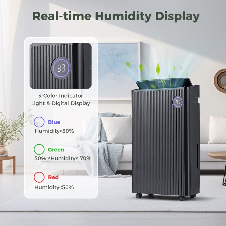 57 Pint Home Dehumidifier for Basement, 4500 Sq. Ft Portable Dehumidifier with Auto & Manual Drainage, Smart Control and Clear Display