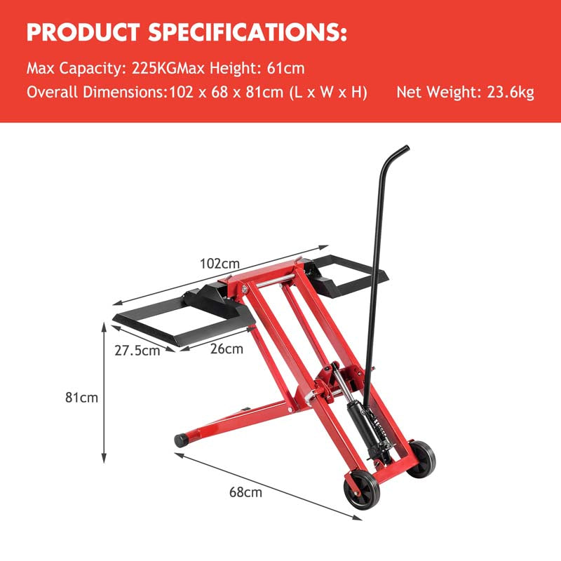 500 LBS Hydraulic Lawn Mower Lift Jack for Riding Tractors, Adjustable Heavy Duty Zero Turn Riding Mower Lift for Maintenance