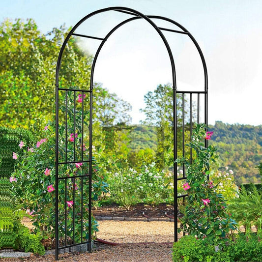 7.2 FT Metal Garden Arch Trellis with Stakes, Outdoor Decorative Pergola Arbor for Wedding Bridal Party