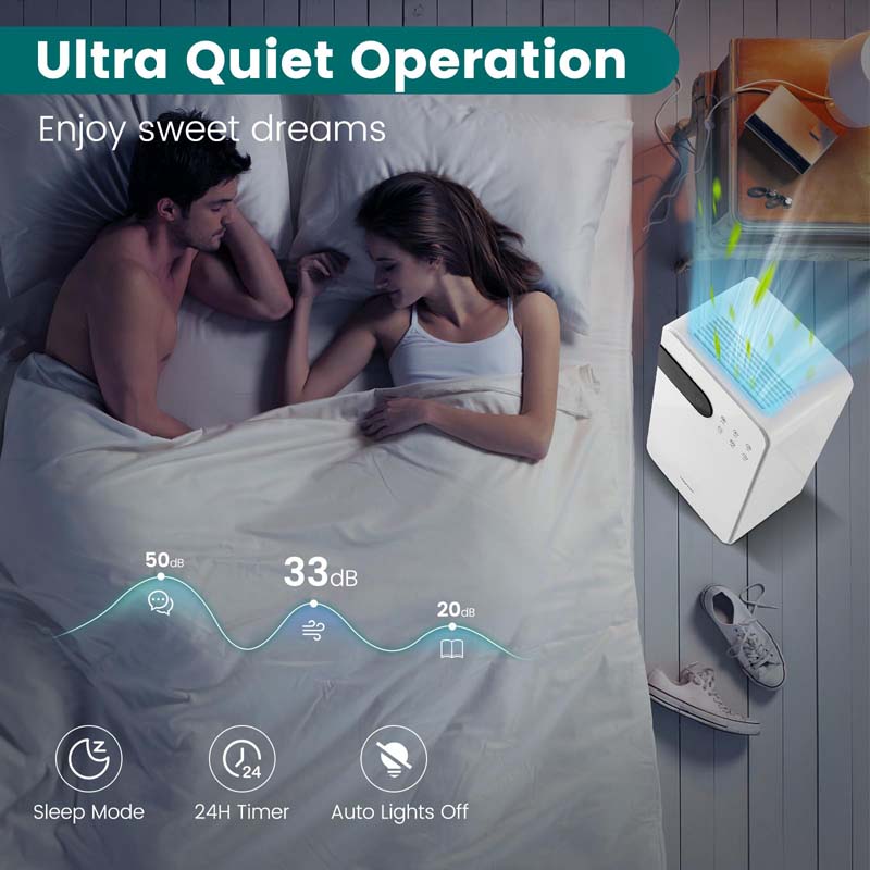 32 Pints 2500 Sq. Ft Portable Quiet Air Dehumidifier for Basement with Sleep Mode, 3-Color Indicator Light, 24H Timer, Child Lock