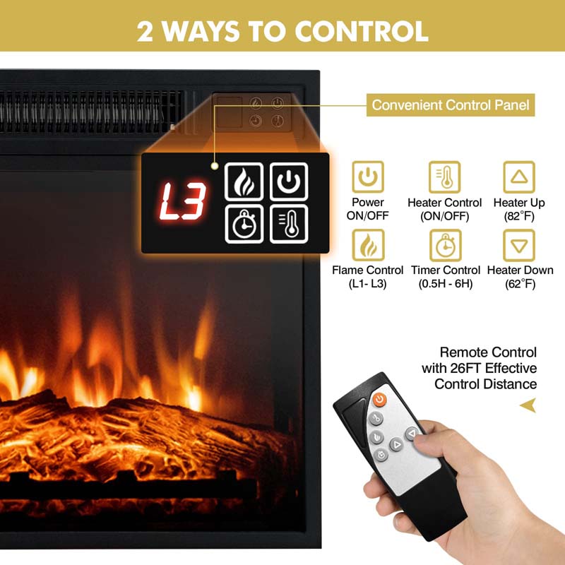 58" Fireplace TV Stand for TVs up to 65" with 18" 1400W 5000 BTU Electric Fireplace Heater Insert Built-in Thermostat, 6H Timer
