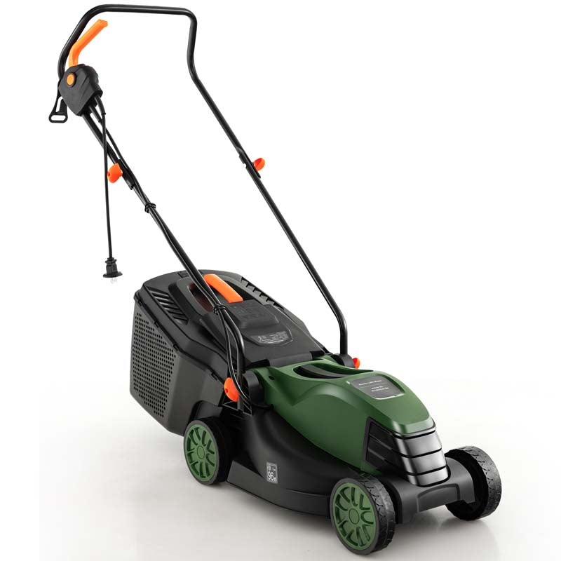 10 AMP 13" Electric Push Lawn Mower 2-in-1 Walk-Behind Lawnmower with Collection Box, 3 Adjustable Height Position