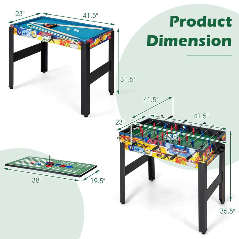 48" 12-in-1 Multi Combo Game Table Set with Foosball, Hockey, Ping Pong, Pool, Chess, Bowling, Checkers, Shuffleboard