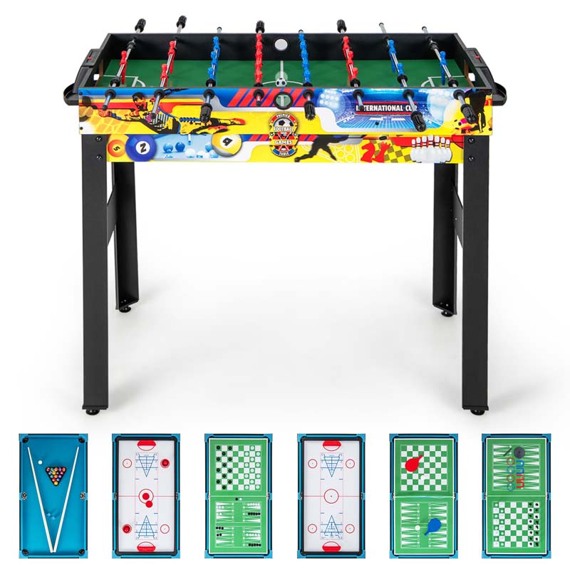 48" 12-in-1 Multi Combo Game Table Set with Foosball, Hockey, Ping Pong, Pool, Chess, Bowling, Checkers, Shuffleboard