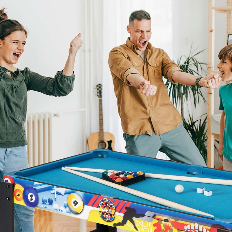 48" 12-in-1 Multi Combo Game Table Set with Foosball, Hockey, Ping Pong, Pool, Chess, Bowling, Checkers, Shuffleboard