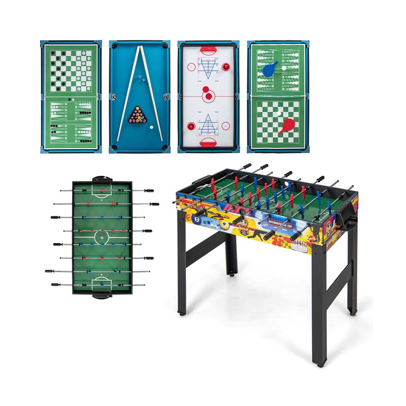 48" 12-in-1 Multi Combo Game Table Set with Foosball, Hockey, Ping Pong, Pool, Chess, Bowling, Checkers, Shuffleboard