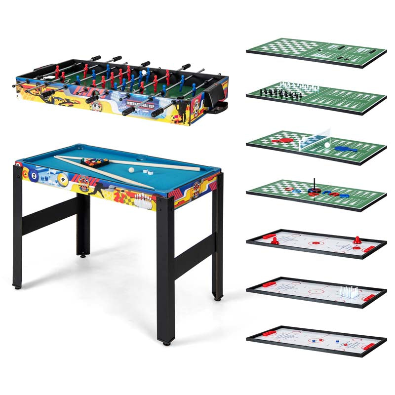 48" 12-in-1 Multi Combo Game Table Set with Foosball, Hockey, Ping Pong, Pool, Chess, Bowling, Checkers, Shuffleboard