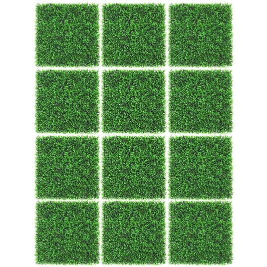 12 Pcs 20x20inch Artificial Peanut Leaf Panels, 33.3 Sq.ft Faux Greenery Wall Privacy Hedges for Wedding Decor Fence Backdrop