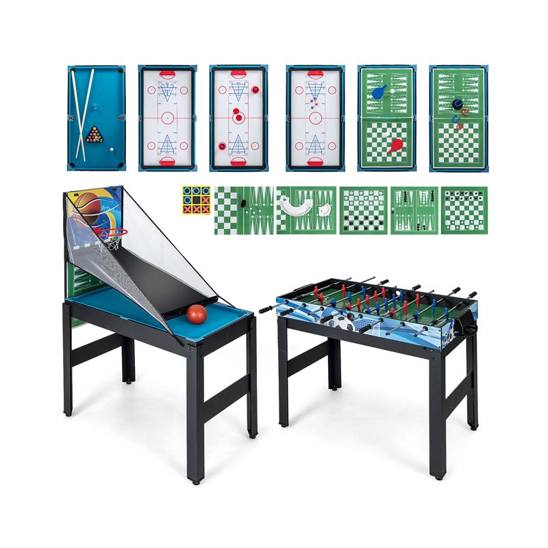 14-in-1 Multi Game Table, Combo Game Table w/Foosball, Air Hockey, Pool, Table Tennis, Basketball, Chess, Checkers, Bowling, Shuffleboard