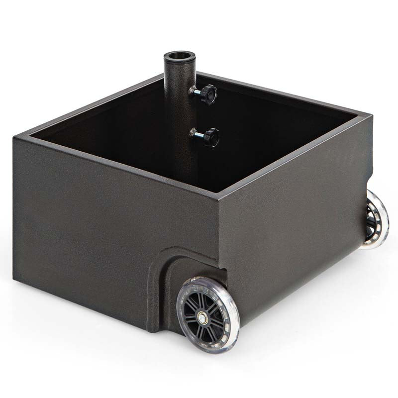 170 lbs 2-in-1 Patio Market Umbrella Base with Wheels, Heavy Duty Fillable Umbrella Stand, Garden Flower Box with Drainage Hole