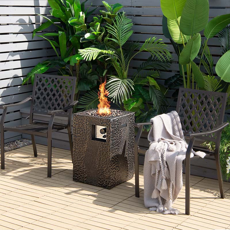 16" Square Outdoor Propane Firepit, 30000 BTU Gas Fire Pit with Lava Rocks & Waterproof Cover