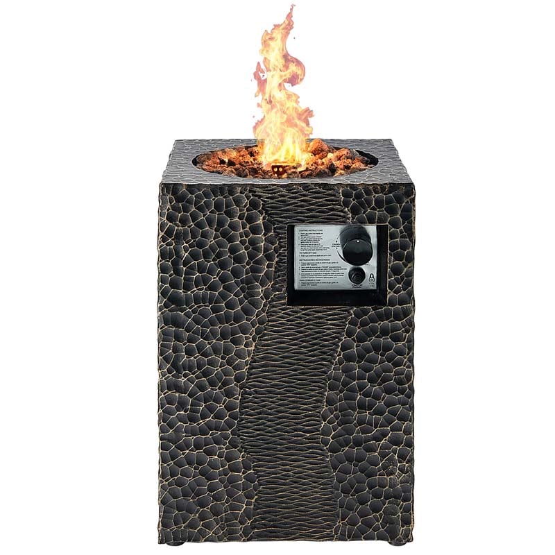 16" Square Outdoor Propane Firepit, 30000 BTU Gas Fire Pit with Lava Rocks & Waterproof Cover