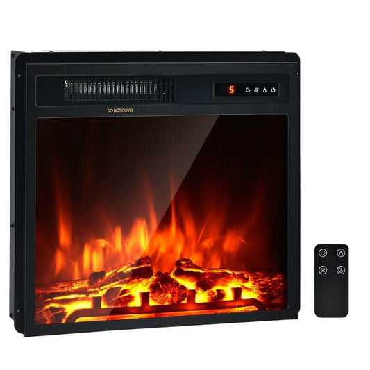 18" 1500W Electric Fireplace Heater with 5 Flame Effects, Freestanding & Wall Mounted Electric Fireplace Insert