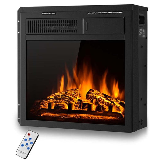 18" Electric Fireplace Insert, 1500W Recessed & Freestanding Electric Fireplace Heater with 7-Brightness Flame