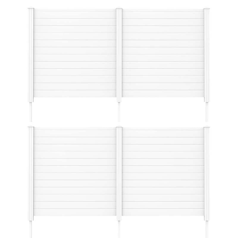 2/4 Panels 48''W x 48''H Decorative Air Conditioner Fence Trash Can Enclosure, Outdoor Privacy Screen PVC Pickets for Garden Patio Lawn
