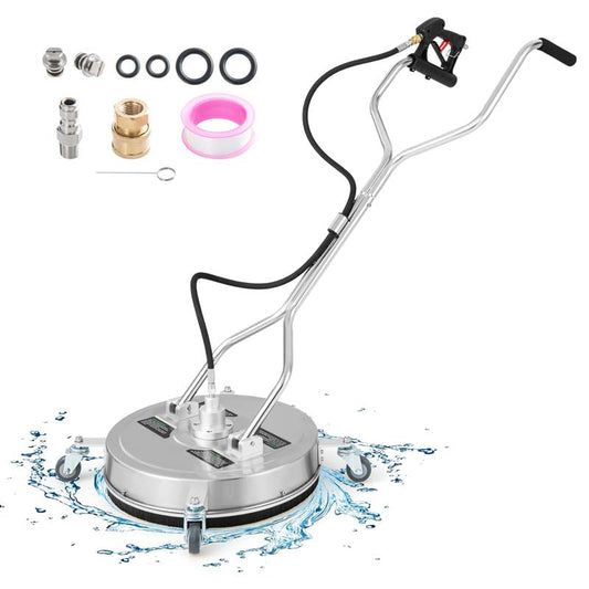 20" 4000 PSI Pressure Washer Surface Cleaner w/Casters, Dual Handles, Stainless Steel Housing, 3/8'' Quick-Connect