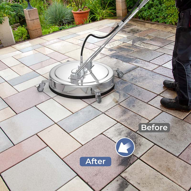 20" 4000 PSI Pressure Washer Surface Cleaner w/Casters, Dual Handles, Stainless Steel Housing, 3/8'' Quick-Connect
