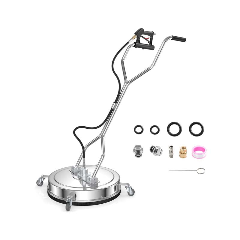 20" 4000 PSI Pressure Washer Surface Cleaner w/Casters, Dual Handles, Stainless Steel Housing, 3/8'' Quick-Connect