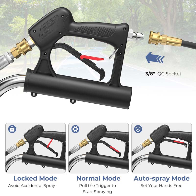 20" 4000 PSI Pressure Washer Surface Cleaner w/Casters, Dual Handles, Stainless Steel Housing, 3/8'' Quick-Connect