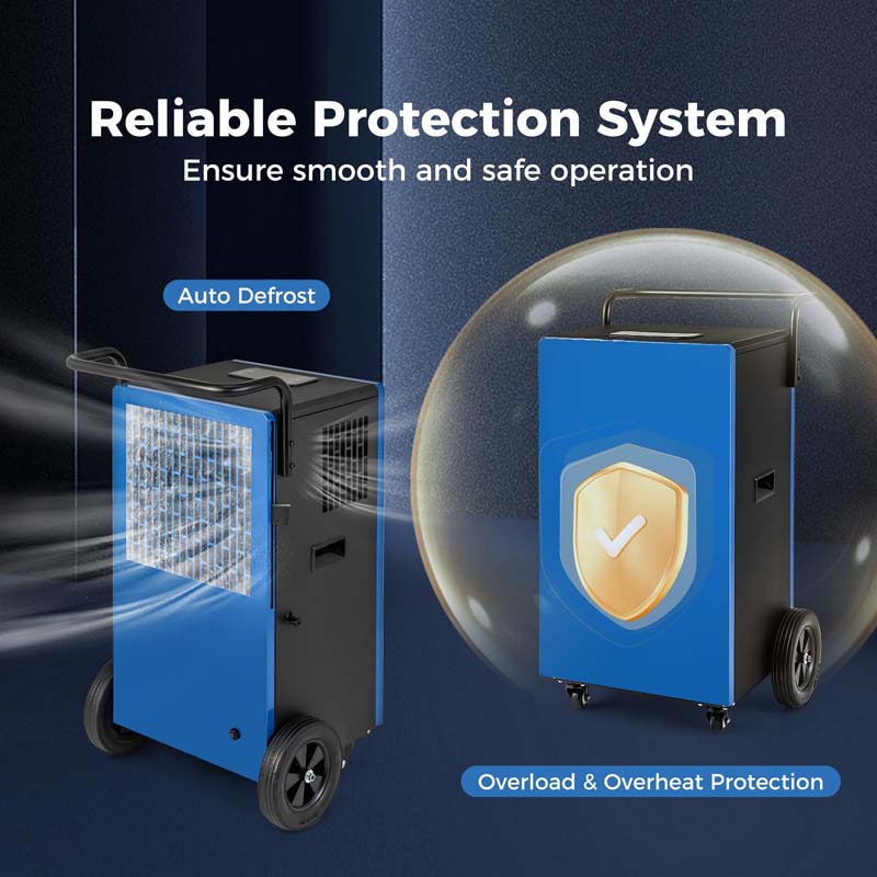 215 Pints 8000 Sq.Ft Commercial Industrial Dehumidifier for Basement Warehouse w/Drain Hose, Handle & Universal Wheels