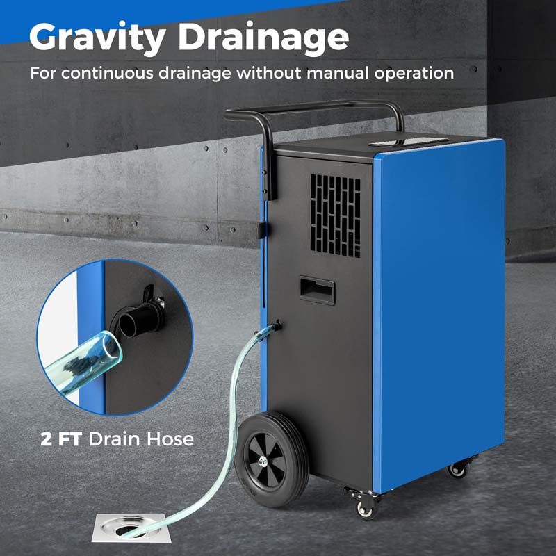 215 Pints 8000 Sq.Ft Commercial Industrial Dehumidifier for Basement Warehouse w/Drain Hose, Handle & Universal Wheels