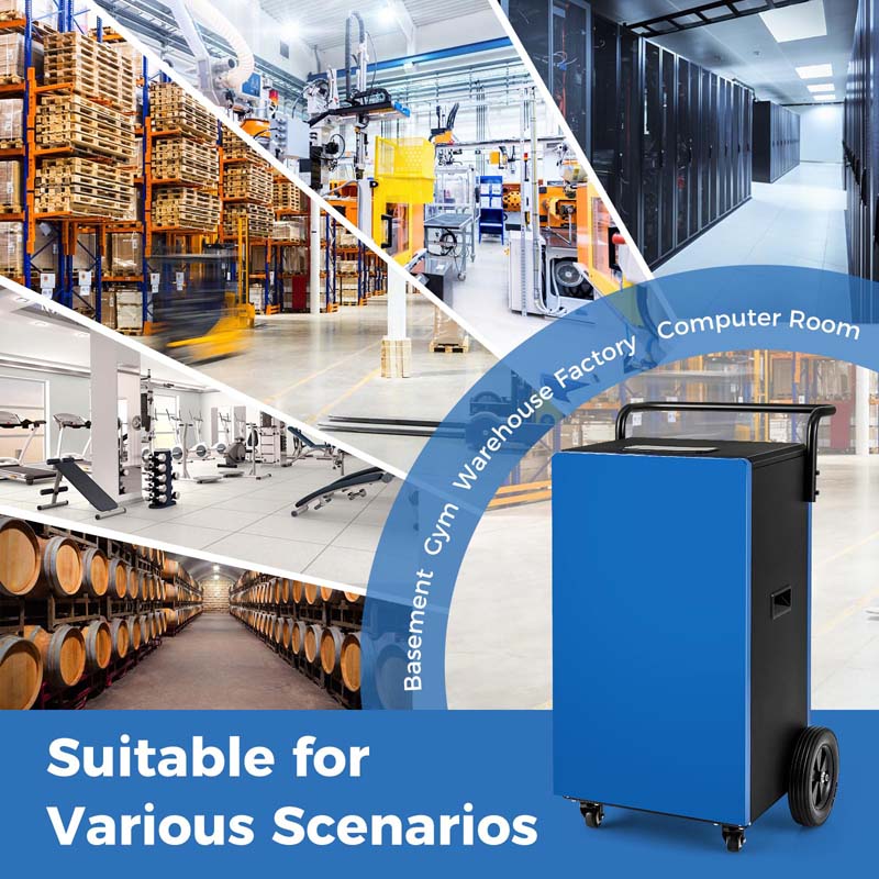 215 Pints 8000 Sq.Ft Commercial Industrial Dehumidifier for Basement Warehouse w/Drain Hose, Handle & Universal Wheels