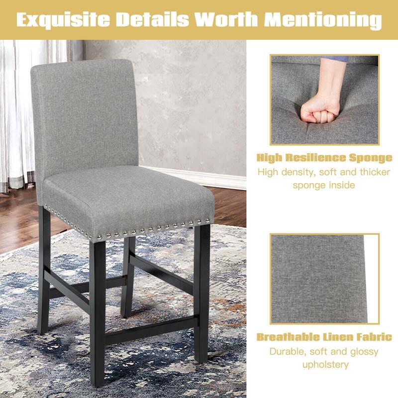 2-Pack 25" Linen Fabric Bar Stools Counter Height Dining Chairs for Kitchen Island Pub Bistro