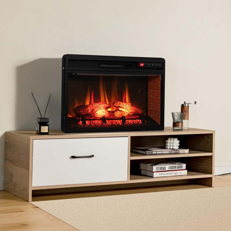 26" 4777 BTU Electric Fireplace Insert for TV Stand, 1400W Recessed Freetanding Fireplace Heater with 3-Level Flame, Remote