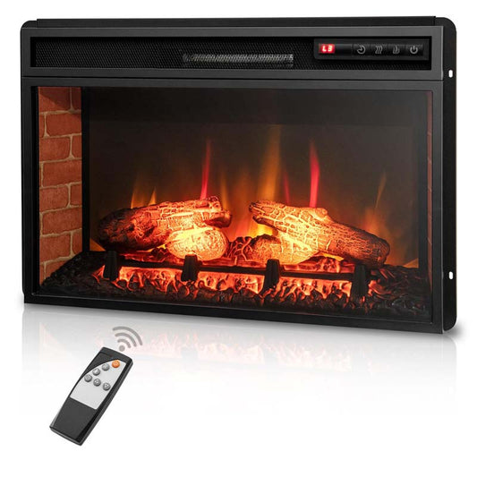 26" 4777 BTU Electric Fireplace Insert for TV Stand, 1400W Recessed Freetanding Fireplace Heater with 3-Level Flame, Remote