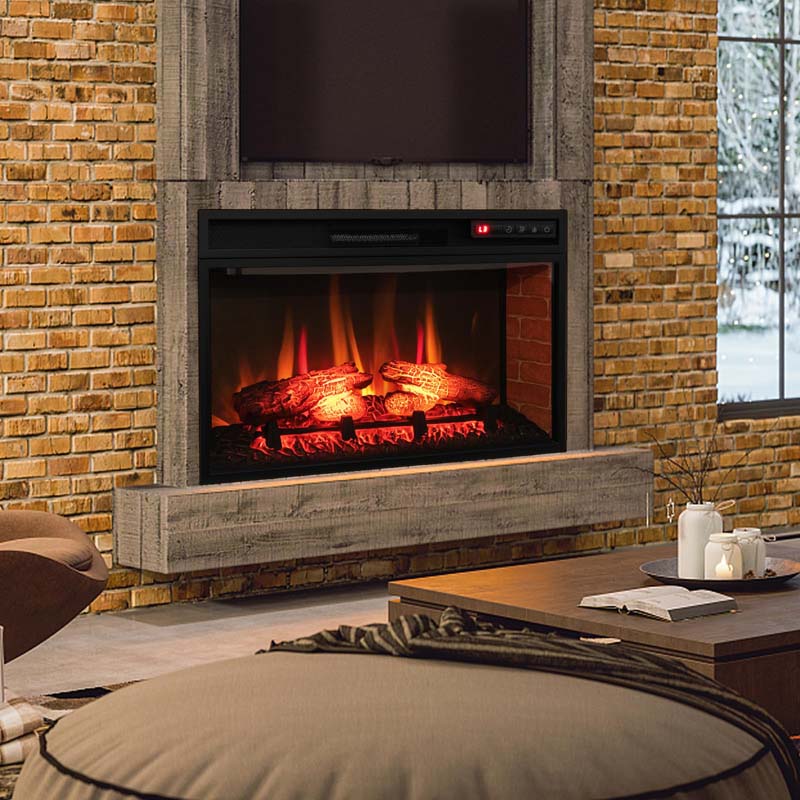 26" 4777 BTU Electric Fireplace Insert for TV Stand, 1400W Recessed Freetanding Fireplace Heater with 3-Level Flame, Remote